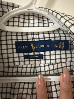 Ralph Lauren White Shirt with Navy Windowpane Check